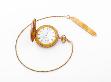 G.F. Hunter Case Watch 14K Chain & Pocket Knife