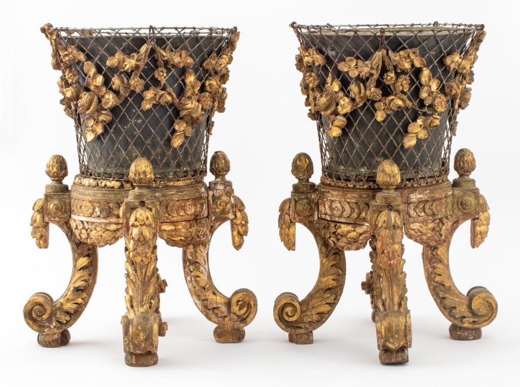 Louis XVI Style Giltwood Planters & Stands, Pair (1 of 14)