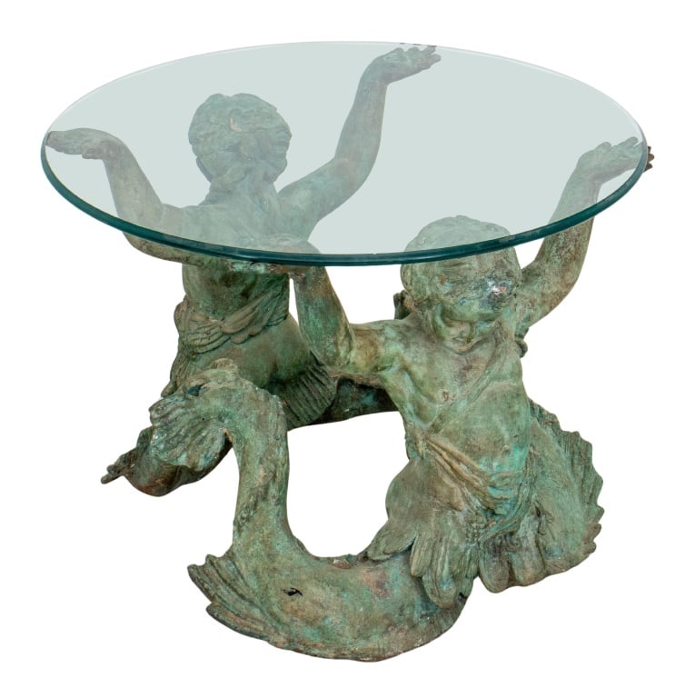 Bronze Merman Glass Top Side Table (1 of 12)