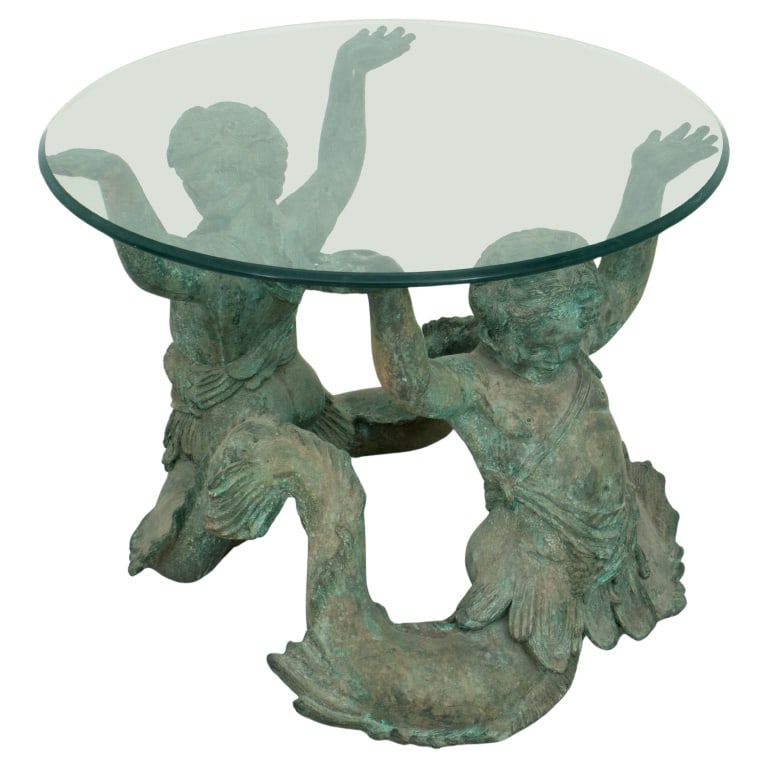 Bronze Merman Glass Top Side Table (1 of 10)