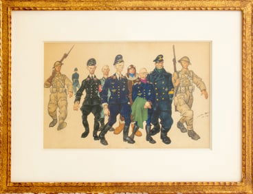 Arthur Szyk "The Invaders" Watercolor on Paper