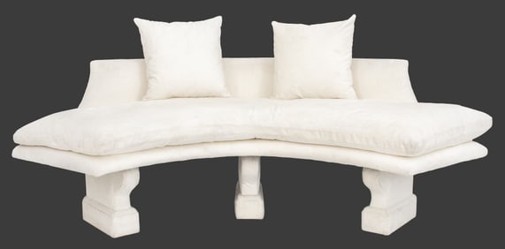 John Saladino White Curved Bench