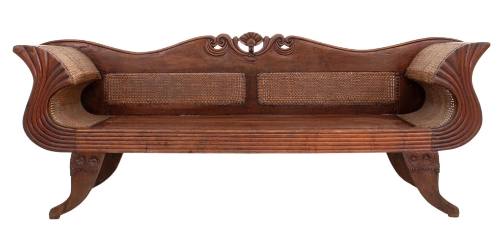 Anglo Indian Carved Wood Cane Panel Sofa, 19th C. (1 of 10)