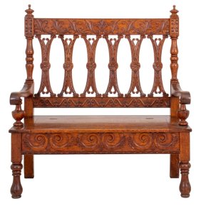 Renaissance Style Hall Bench or Settee, ca. 1900