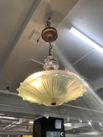 American Art Deco Molded Glass Pendant Light