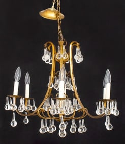 Italian Gilt Brass Six Light Chandelier