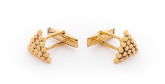 14K Yellow Gold Spherical Triangle Cufflinks