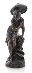 Mathurin Moreau Girl with Umbrella Bronze, c. 1900
