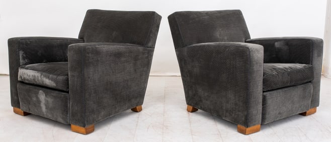 Jean-Michel Franck Style Club Armchairs, Pair
