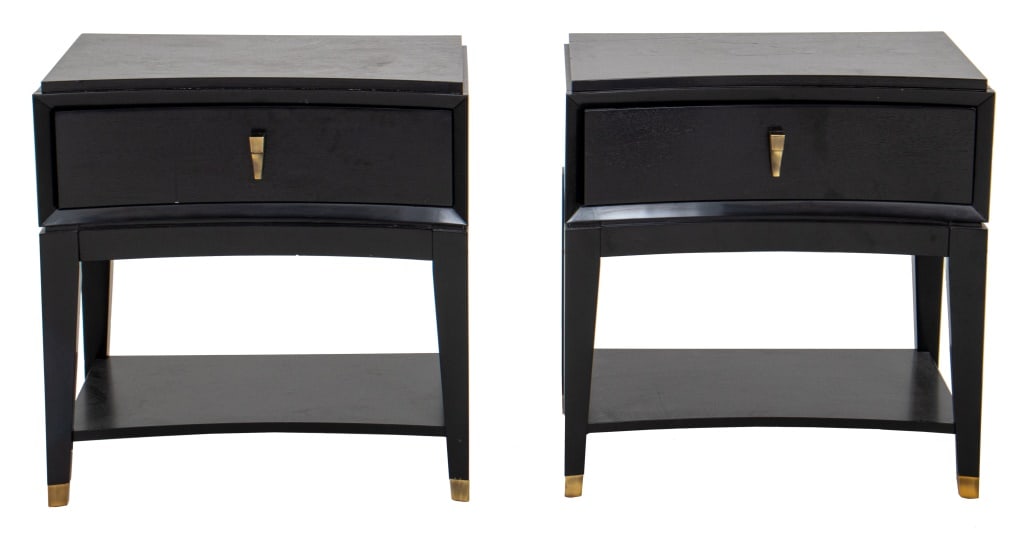 Art Deco Style Ebonized Bedside End Tables, Pair (1 of 7)