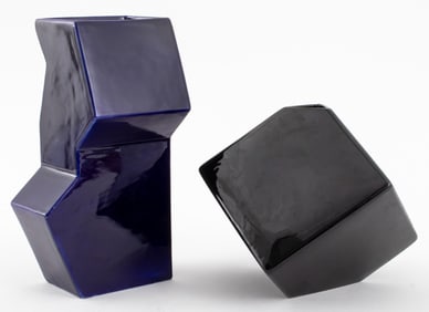 Raymor Italian Geometric Ceramic Vases, 2