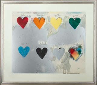 Jim Dine "Eight Hearts" Lithograph in Colors