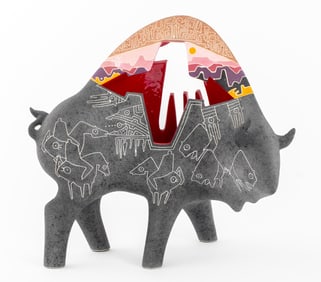Gene & Rebecca Tobey Buffalo Ceramic Sculpture
