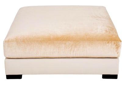 Donghia Modern Large Square Cream Velours Ottoman