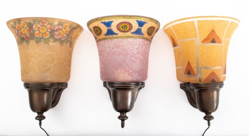 Bellova Reverse Painted Glass Wall Sconces