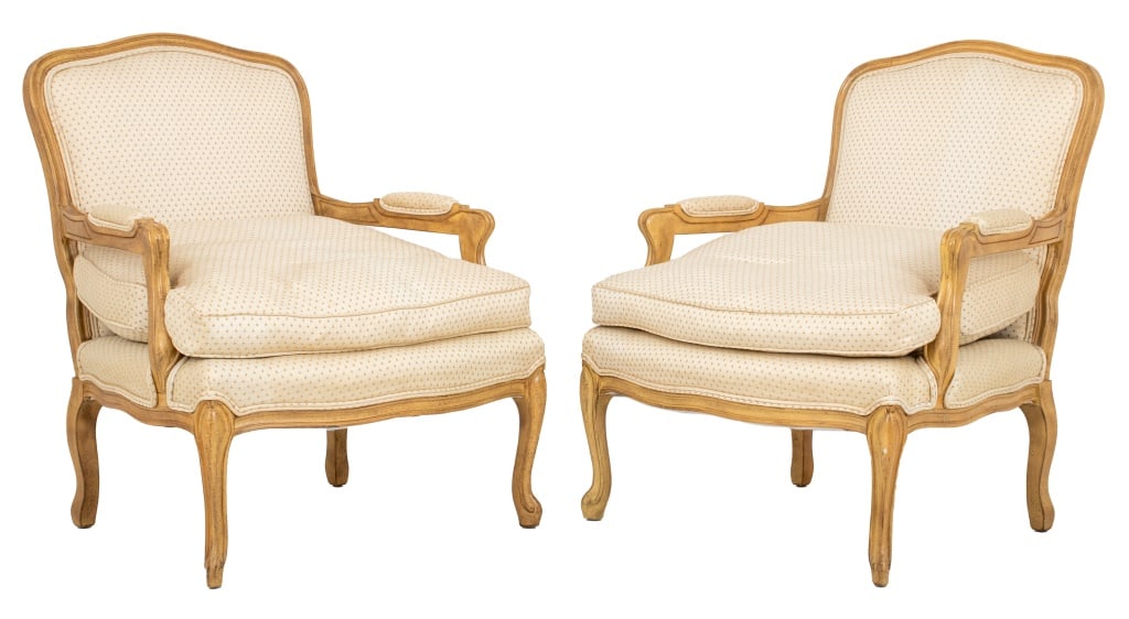 Louis XV Style Painted Wood Fauteuils, Pair (1 of 8)