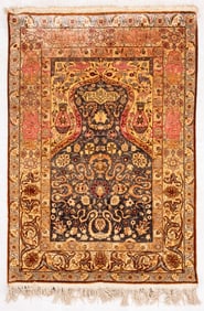Hereke Silk Kum Kapi Hanging Rug, 5' x 3'