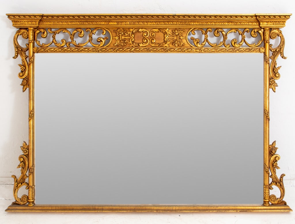 Rococo Style Carved Giltwood Overmantel Mirror (1 of 9)