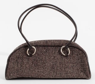 Sonia Rykiel Tweed and Brown Leather Handbag