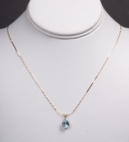 Italian 14K Yellow Gold Aquamarine Necklace