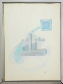 Italian School Cubist Watercolor on Paper, 1977