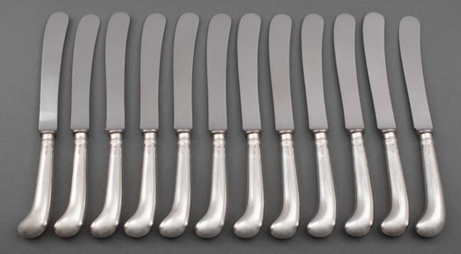 Elizabeth II Sterling Handled Dinner Knives, 12