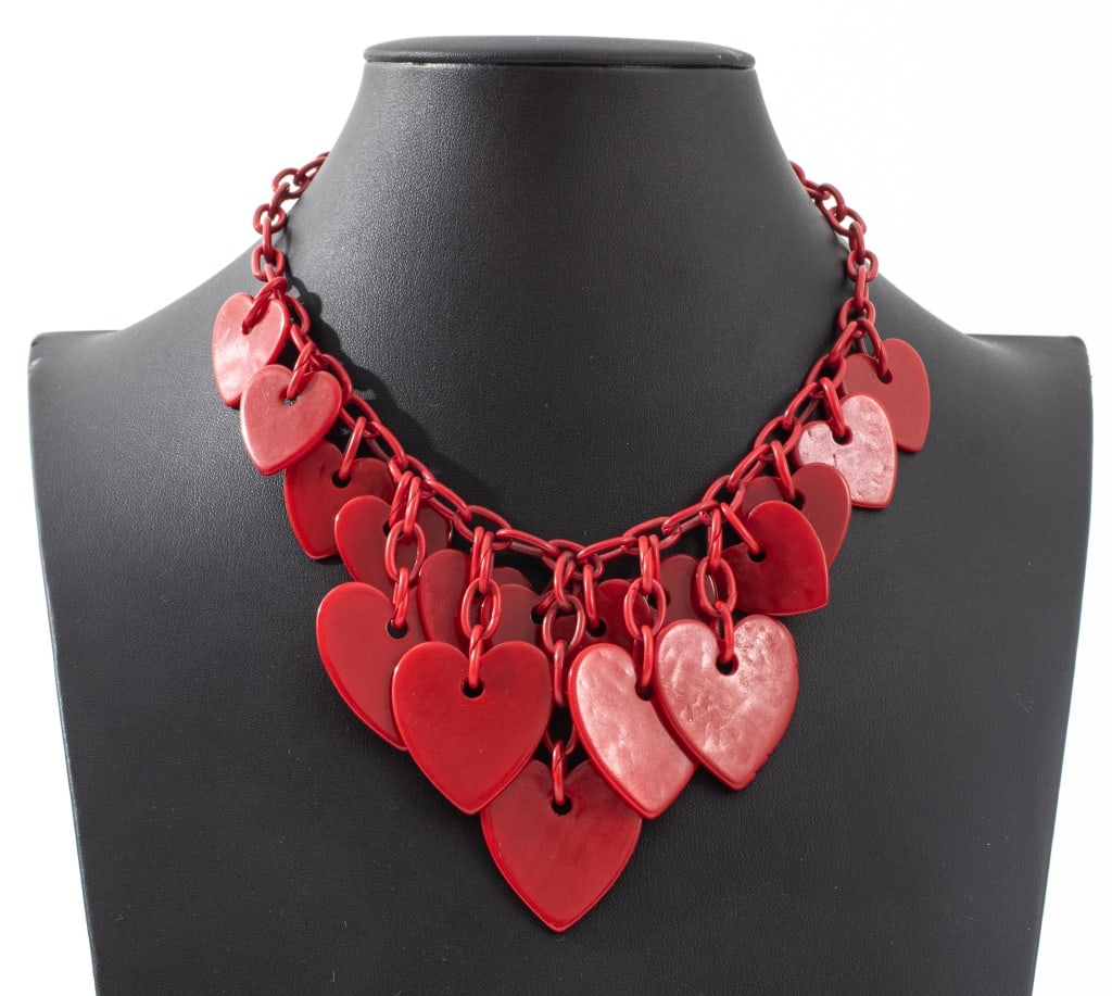 Red Celluloid Multi-Heart Necklace (1 of 4)