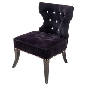 Hollywood Regency Black Velvet Klismos Chair