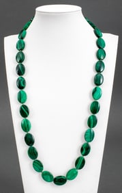 14K Yellow Gold Malachite Bead Necklace