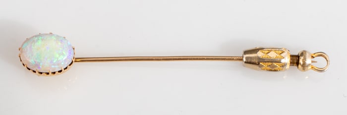 14K Yellow Gold Opal Stick Pin
