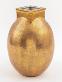Castilian Metallic Gold Glazed Porcelain Vase