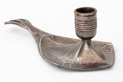 Austrian Secession Silver Plate Chamber Stick