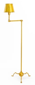 Modern Gilt Metal Swing Arm Floor Lamp