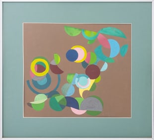 Joan Shapiro Minimalist Geometric Gouache on Paper