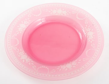 Carder Steuben Rose Quartz Glass Engraved Dish