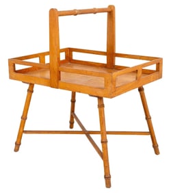 Mid-Century Modern Faux Bamboo Basket Table