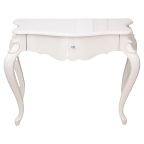 Hollywood Regency White Lacquer Vanity Table Desk