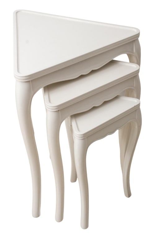 White Lacquered Triangular Nesting Tables, 3 (1 of 6)