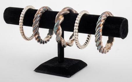 Sterling Silver Ropetwist Bangles, 5