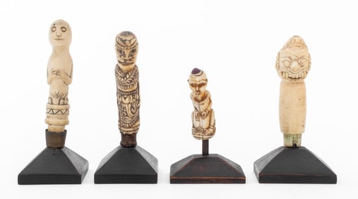 Indonesian Carved Bone Kris Dagger Handles, 4