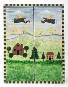 Folk Art Hand Painted Cupboard