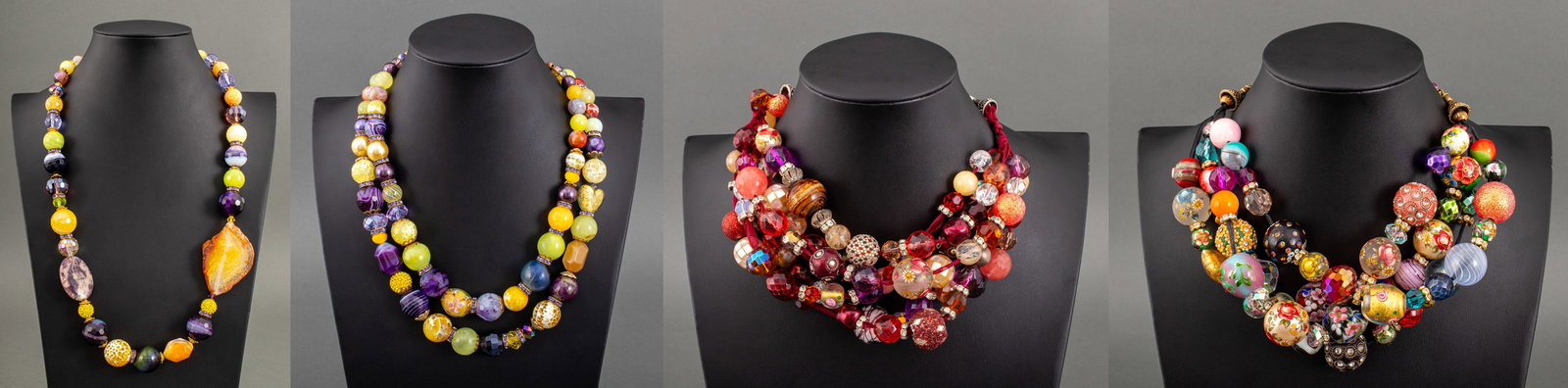 Multi-Colored Art Glass Bead Necklaces, 4 (1 of 11)