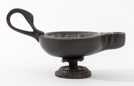 Grand Tour Demeter Motif Patinated Bronze Oil Lamp