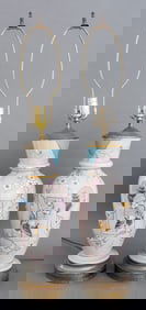 Aesthetic Movement Porcelain Lamps, Pair