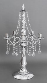 Hollywood Regency Chrome & Crystal Table Lamp
