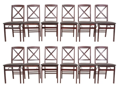 Neoclassical Revival Mahogany Folding Chairs, 12