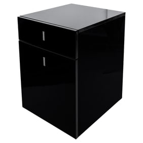 Modern Minimalist Black Lacquer Filing Cabinet