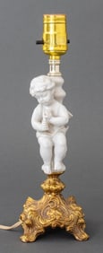 White Porcelain Mounted Gilt Metal Table Lamp