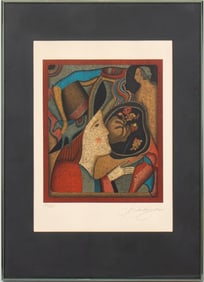 Mikhail Chemiakin Figures with Fruit Lithograph