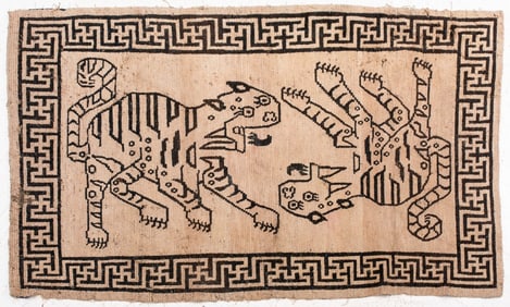 Tibetan Tiger Motif Rug, 5' 4" x 3'